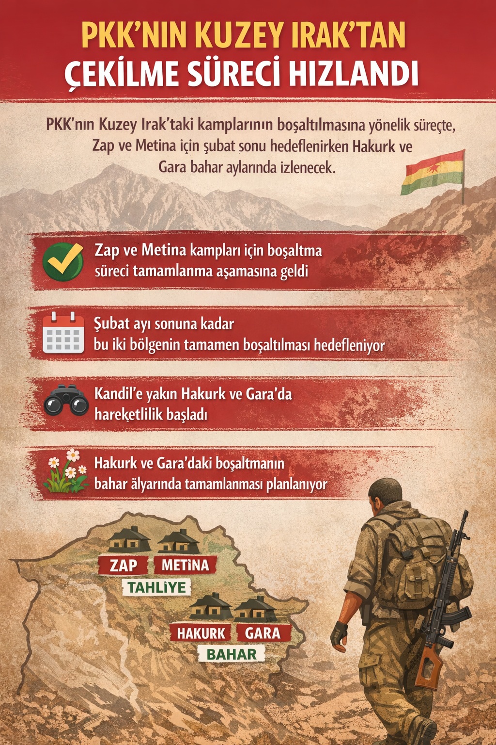 PKK’nın Kuzey Irak’taki Zap, Metina, Hakurk ve Gara kamplarının boşaltılmasına yönelik süreç hızlandı.