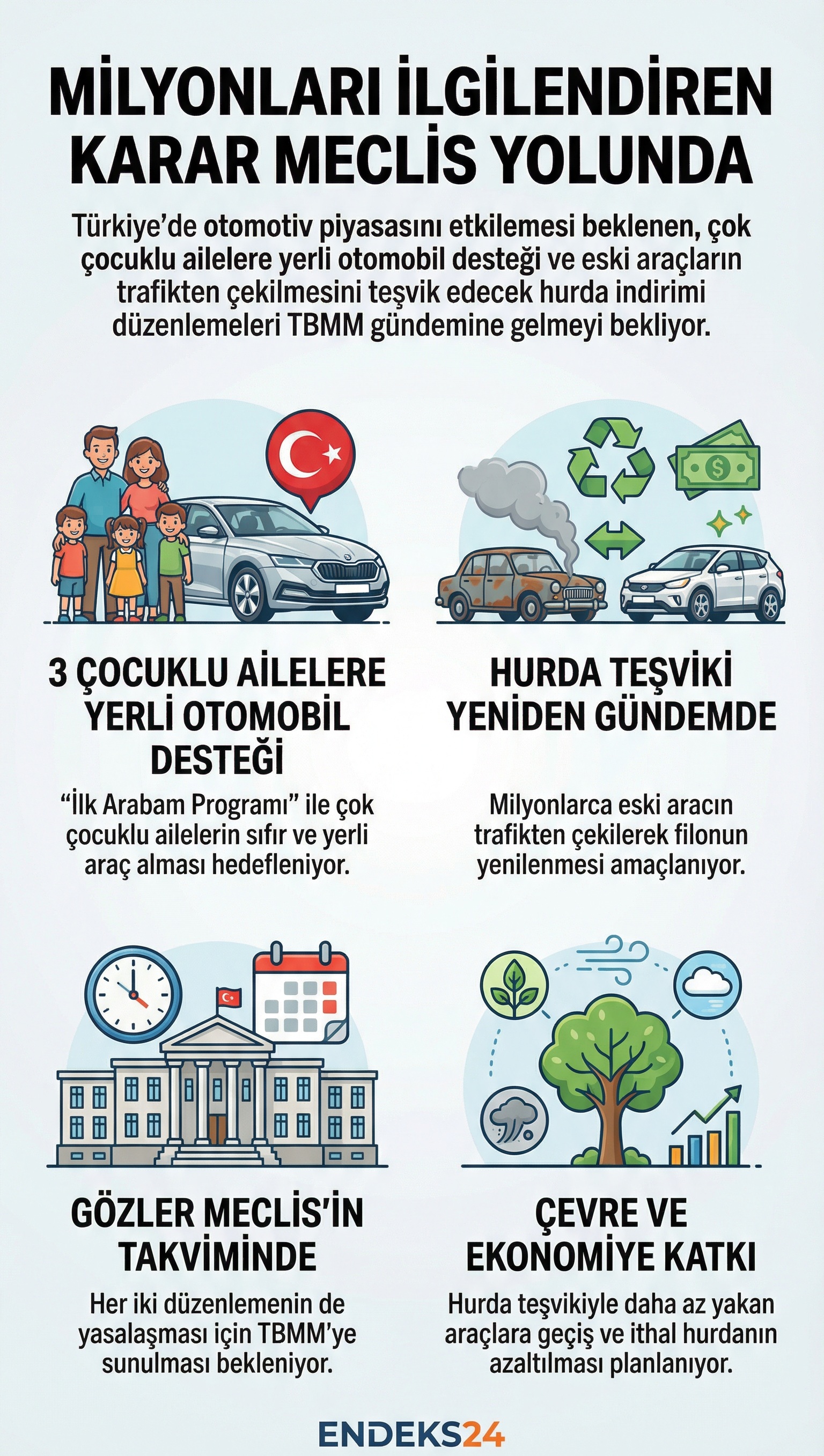 ÖTV indirimi ve hurda teşviki düzenlemelerinin TBMM’deki yasama sürecine ilişkin güncel gelişmeleri özetleyen veri akışı.