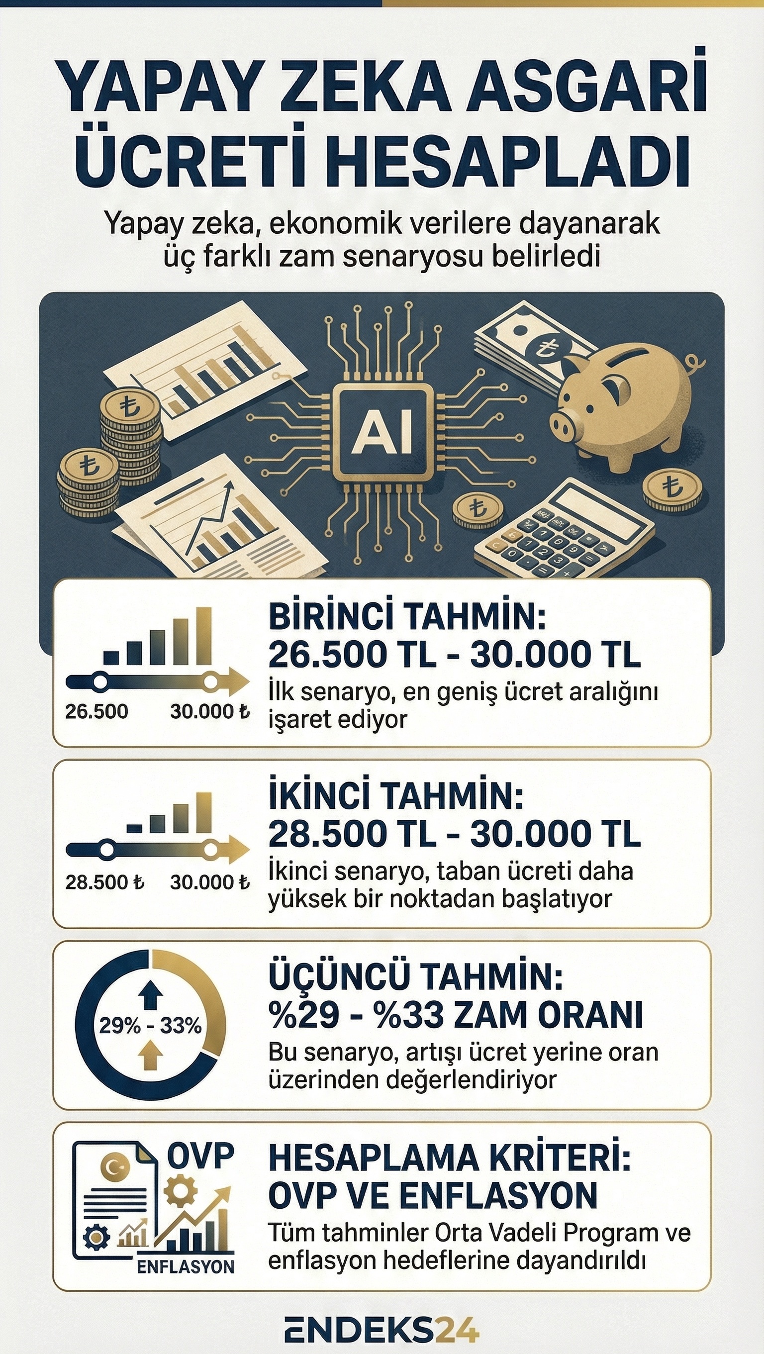 Asgari ücret zammına ilişkin yapay zeka uygulamalarının paylaştığı tahmin aralıkları