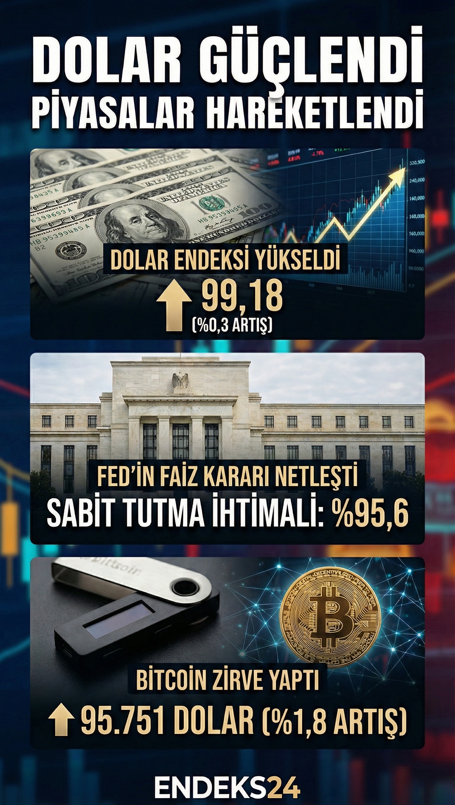 FED’in faizleri sabit tutacağı beklentisiyle ABD dolar endeksi Asya işlemlerinde aylık zirveye yaklaştı.