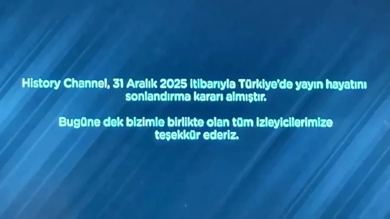 History Channel, Türkiye’de 2006’dan bu yana sürdürdüğü yayınlarını 31 Aralık 2025 itibarıyla sona erdirdi.
