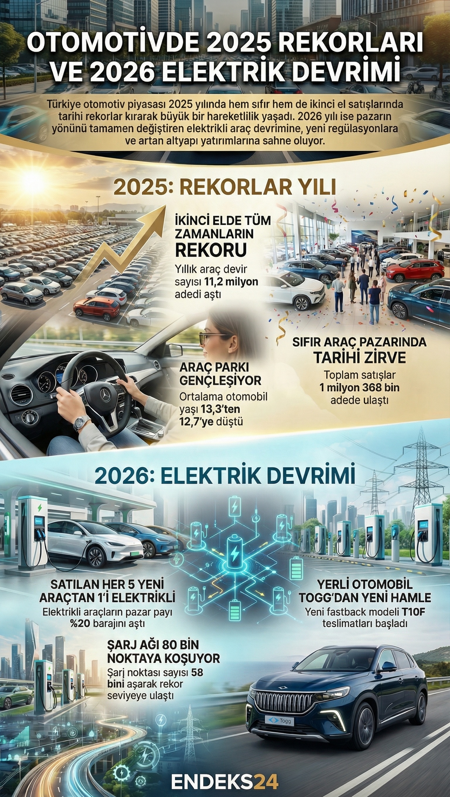 İnfografik : TÜİK 2025 ikinci el araç satış rakamları ve yaş gruplarına göre pazar dağılımı analizi.