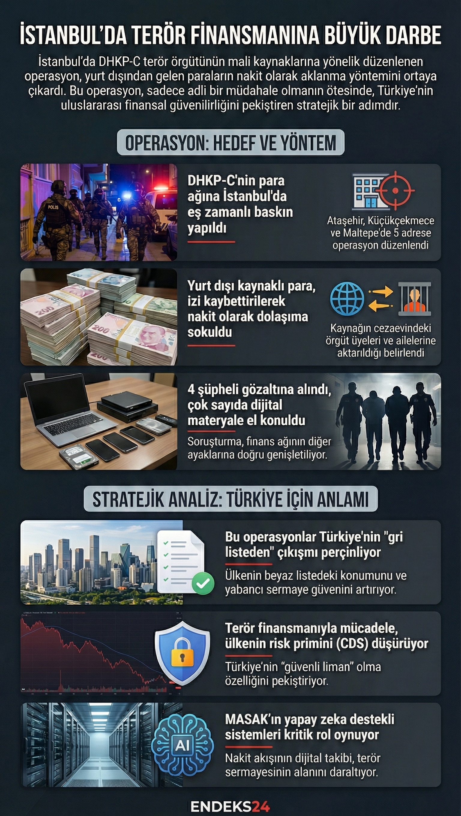 İstanbul Cumhuriyet Başsavcılığı MASAK verileriyle terör finansmanı operasyonu infografiği