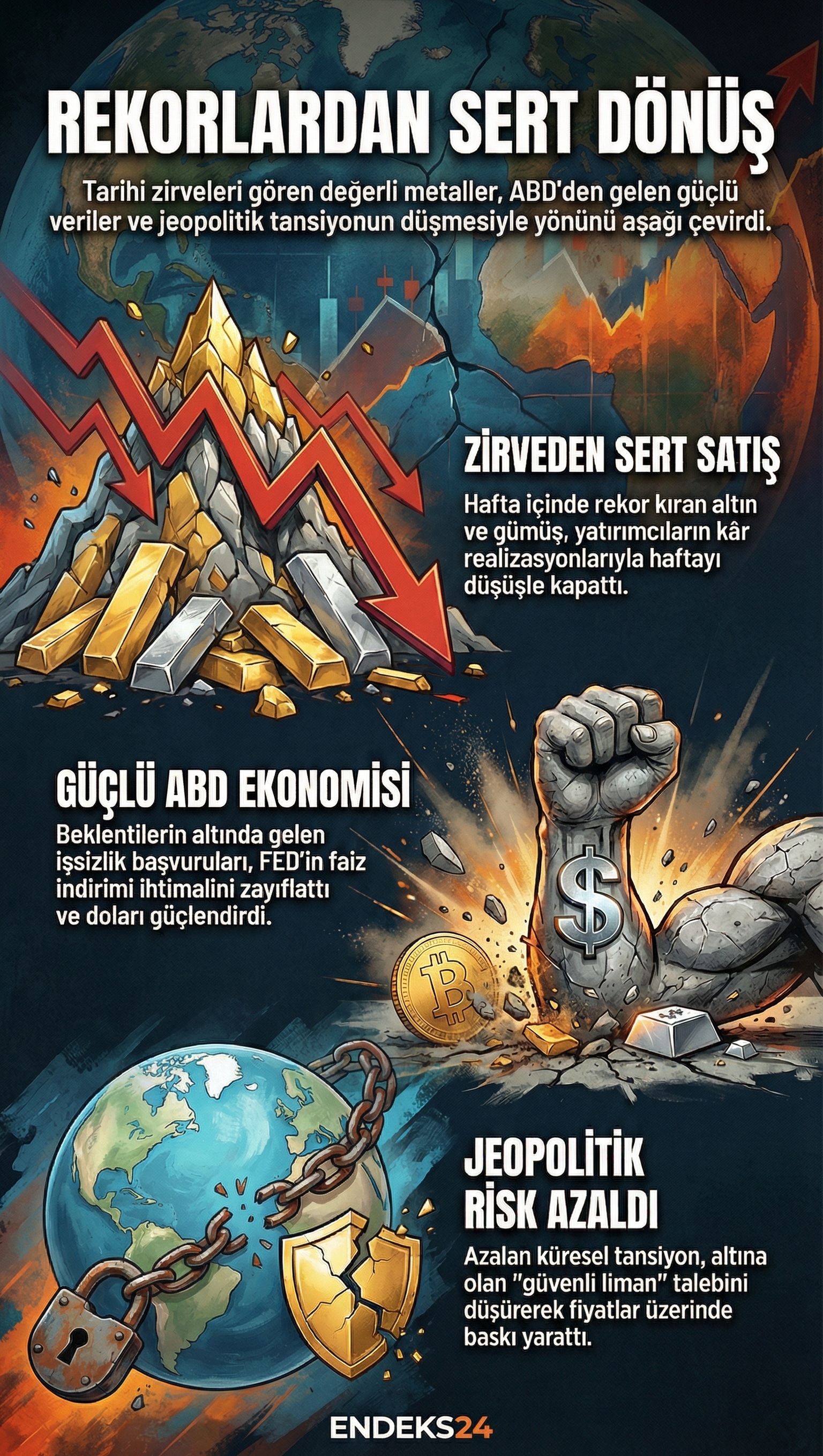 ABD-İran geriliminin yumuşamasıyla petrol fiyatlarında yaşanan geri çekilmeyi ve OPEC’in 2026 yılı arz-talep projeksiyonlarını içeren teknik piyasa verileri.