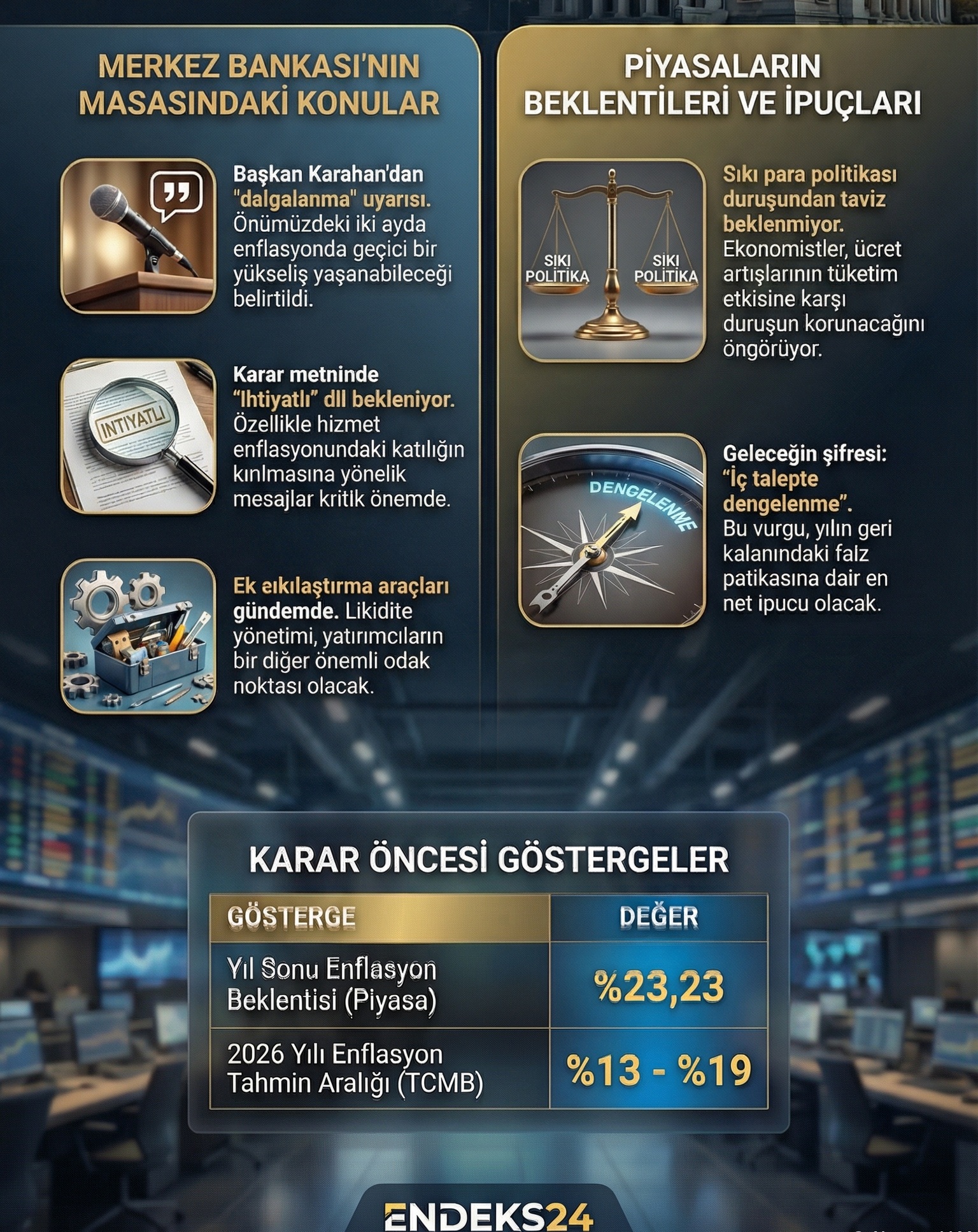 TCMB'nin 2026 dezenflasyon rotasını koruyup korumayacağı perşembe günü netleşecek.