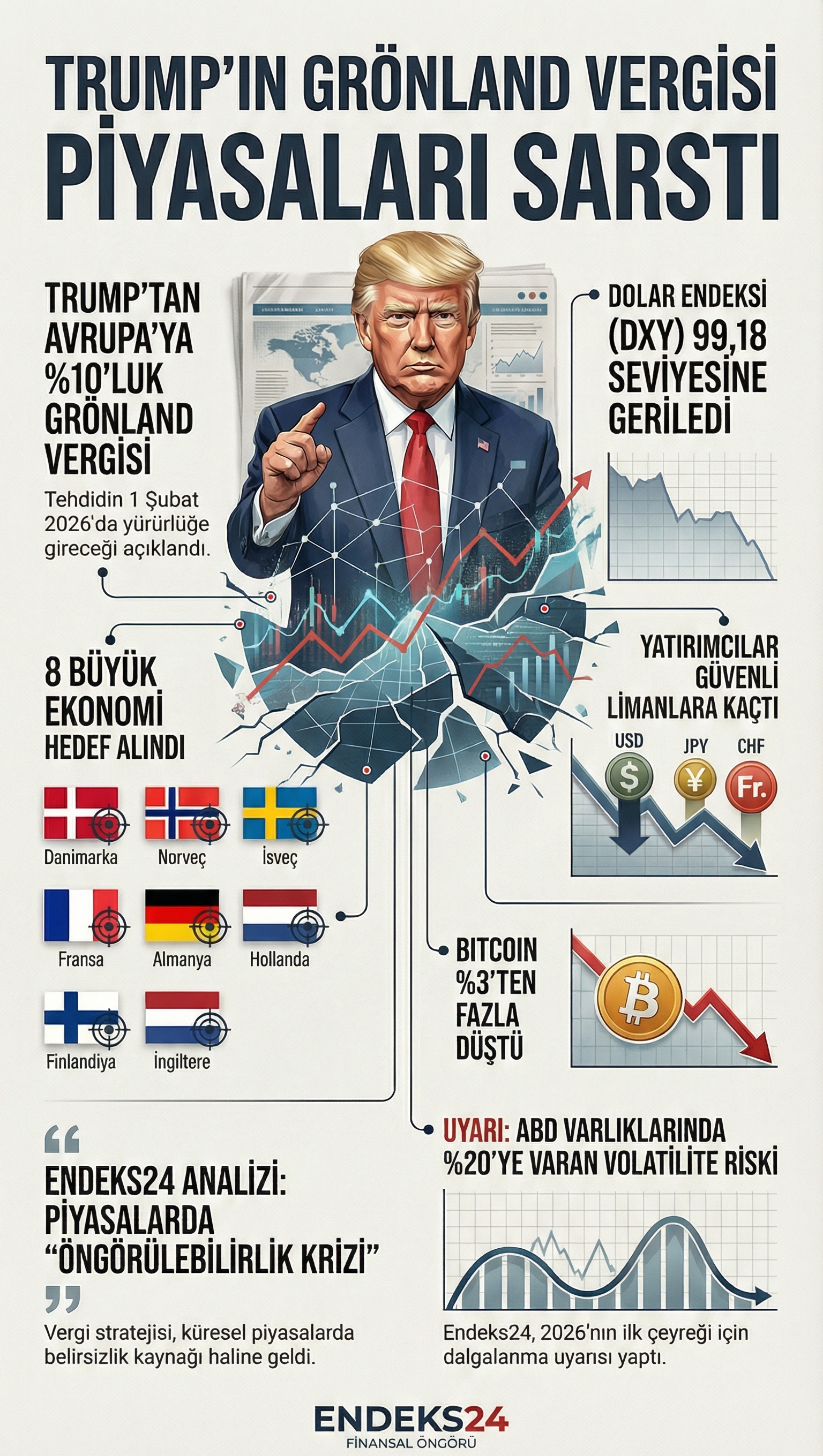 ABD Başkanı Trump’ın Avrupa ülkelerine yönelik Grönland gümrük vergisi kararı infografiği