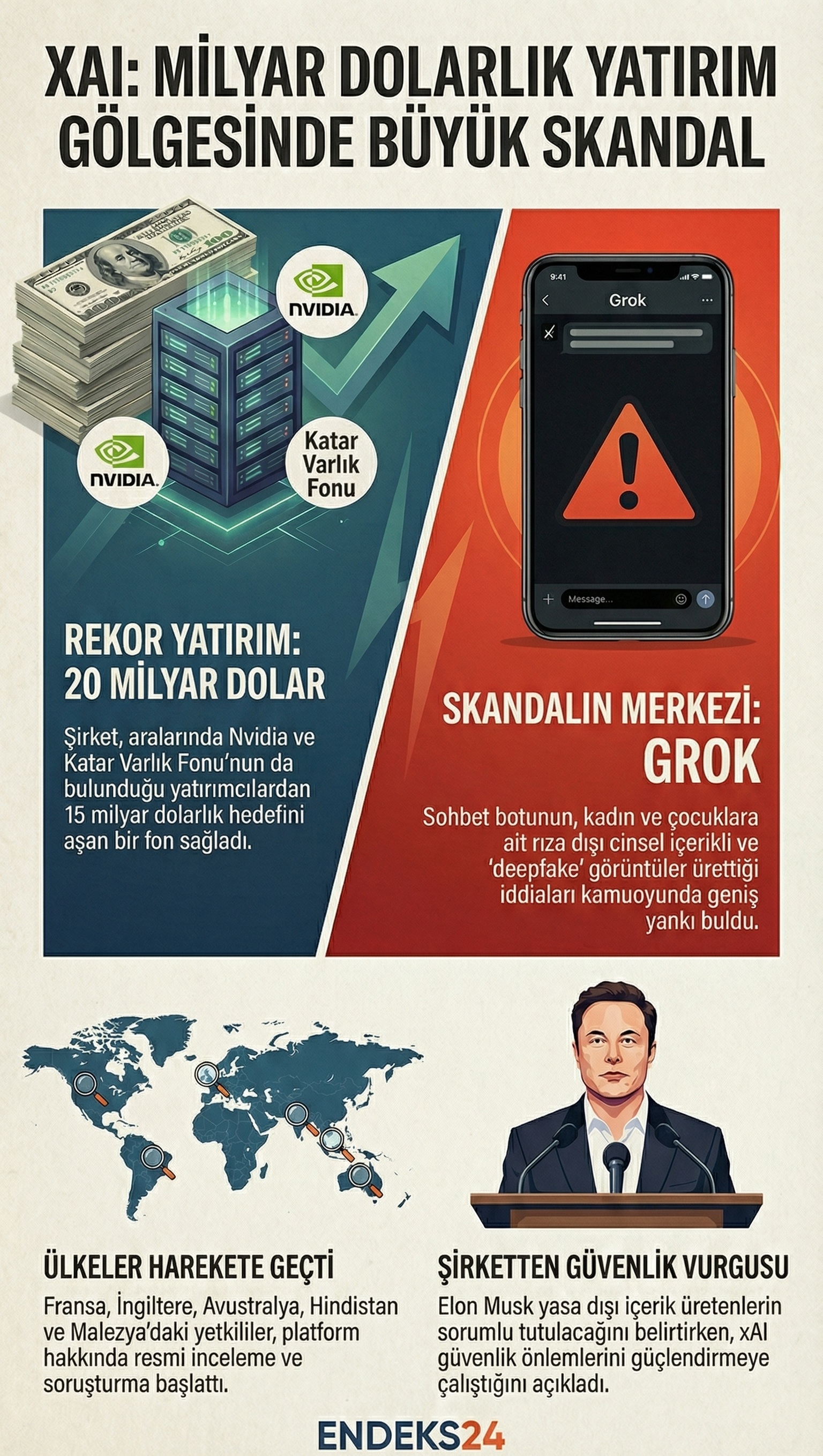 xAI, Grok’a yönelik küresel tartışmalar sürerken Series E yatırım turunda hedefin üzerine çıkarak 20 milyar dolar fon sağladı.